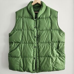 Lands' End Mens Packable Green Quilted Down Vest Size L 42-44
